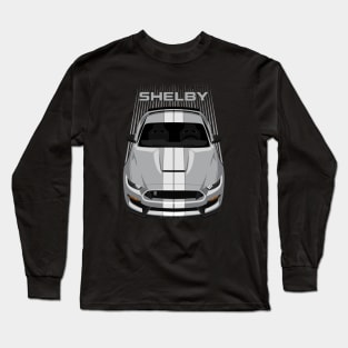 Ford Mustang Shelby GT350 2015 - 2020 - Avalanche Grey - White Stripes Long Sleeve T-Shirt